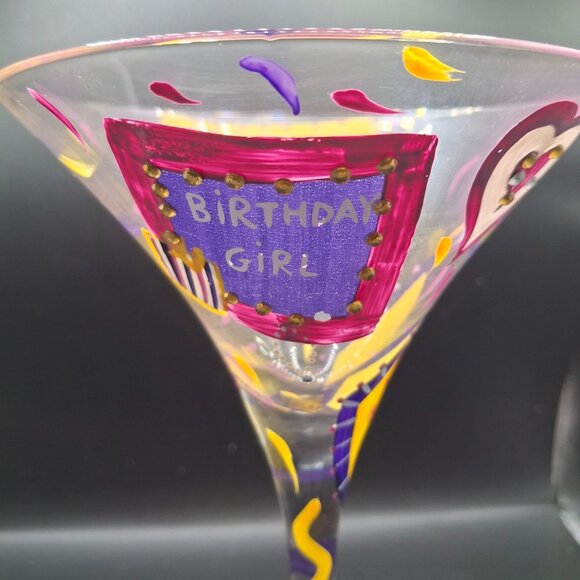 Hand-Painted Lolita Birthday Girl Hand-Painted Martini Glass Colorful Design - Picture 4 of 8